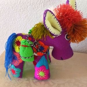 Mexican Folk Art.  Handmade felt burro animal.